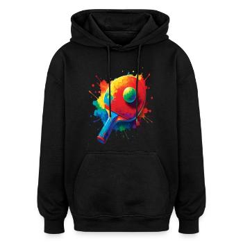 Tennis de Table - Design Sport Ping-Pong Splash - Sweat à capuche oversize unisexe - noir - Devant - Noah (186cm)