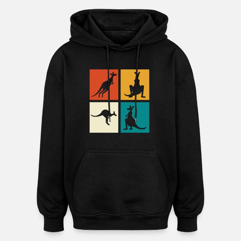 Känguru Vierbild Silhouetten - Oversized Unisex Hoodie - Schwarz