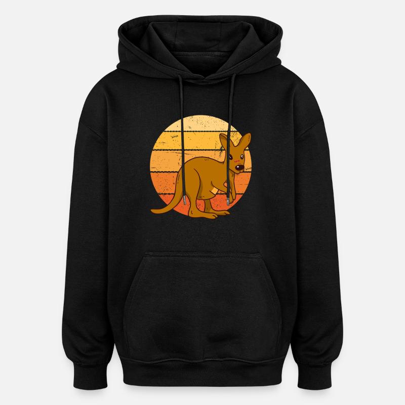 Kangourou au coucher du soleil - Sweat à capuche oversize unisexe - noir