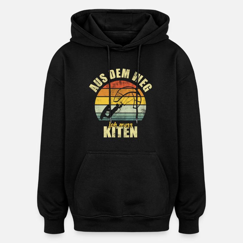 Kiten Kiter Surfen Surfer Retro - Oversized Unisex Hoodie - Schwarz