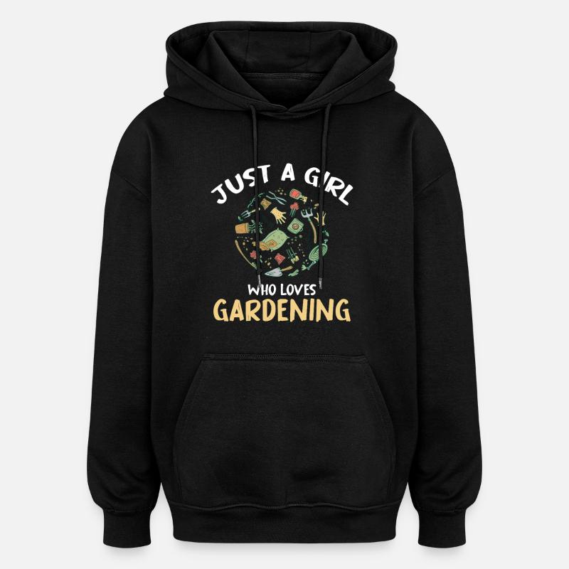 Nur ein Mädchen liebt Gärtnern - Oversized Unisex Hoodie - Schwarz