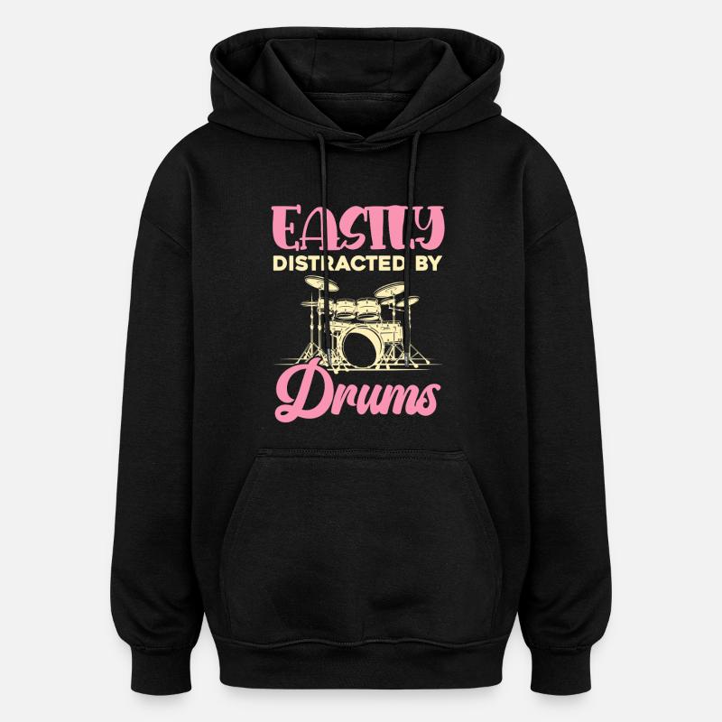 Facilement distrait par la batterie - Sweat à capuche oversize unisexe - noir