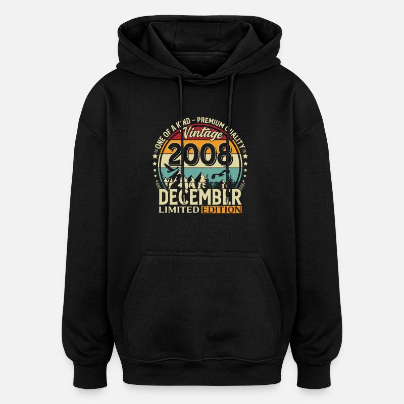 17e anniversaire Millésime décembre 2008 - Sweat à capuche oversize unisexe - noir
