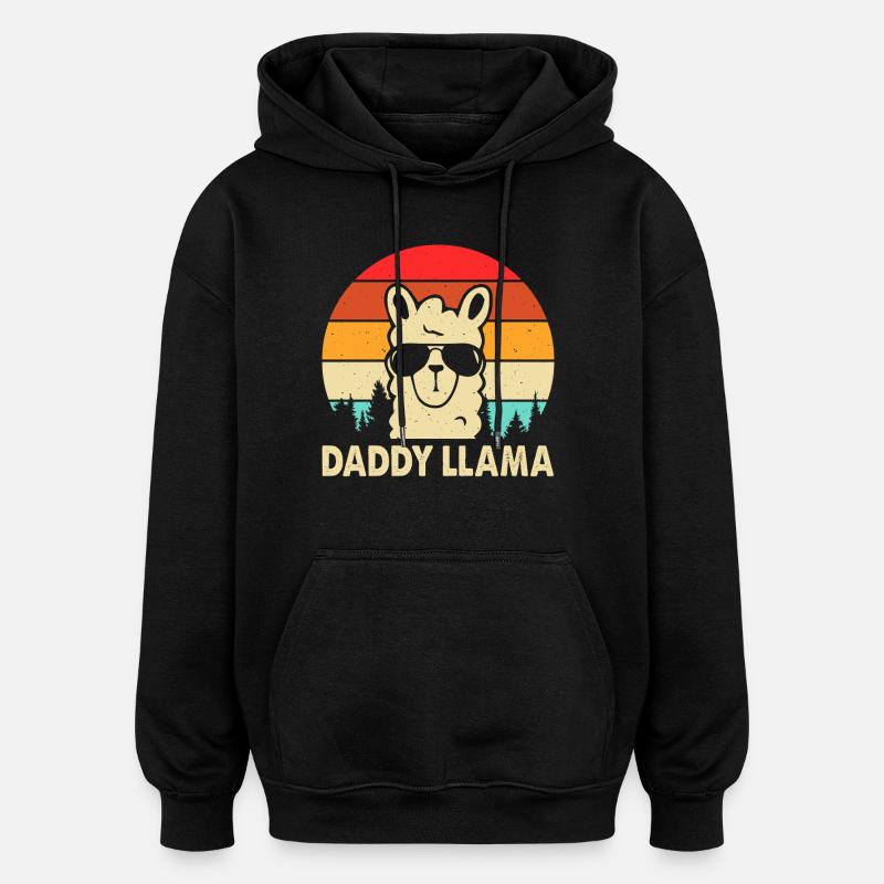 Papa Llama - Sweat à capuche oversize unisexe - noir