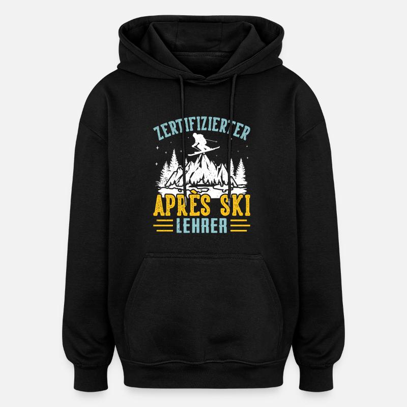Ski INSTRUCTEUR CERTIFIÉ APRÈS-SKI Lustig - Sweat à capuche oversize unisexe - noir