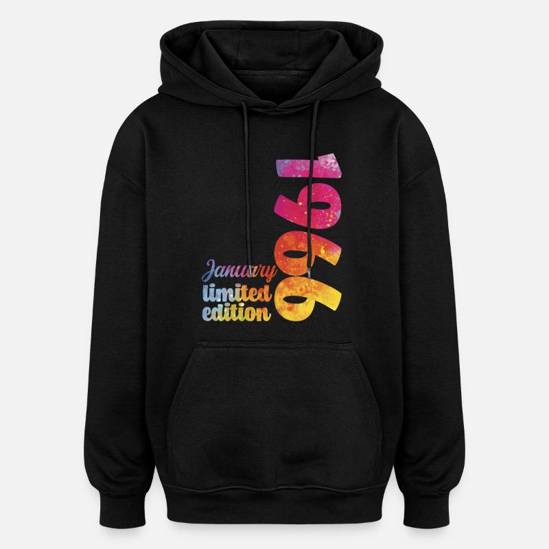 Cadeau D'anniversaire Janvier 1966 Anniversaire - Sweat à capuche oversize unisexe - noir