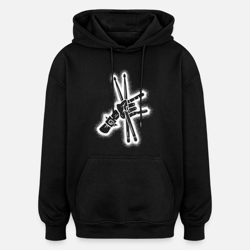 Batterie Batteurs Garçons Hommes Batteurs - Sweat à capuche oversize unisexe - noir