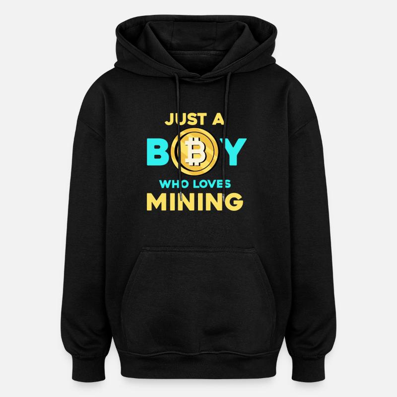 Crypto Mining Boy – Bitcoin Passion - Oversized Unisex Hoodie - black