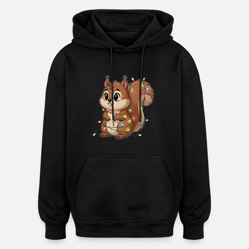 Lichterbehängtes Eichhörnchen - Oversized Unisex Hoodie - Schwarz