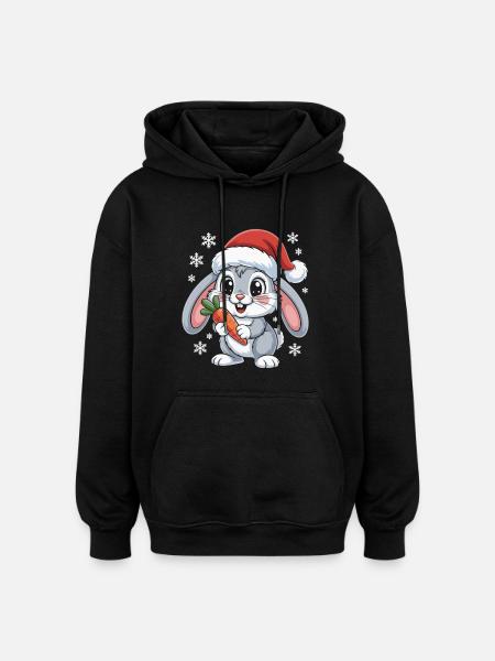 Winterhase mit Karotte - Oversized Unisex Hoodie - Schwarz