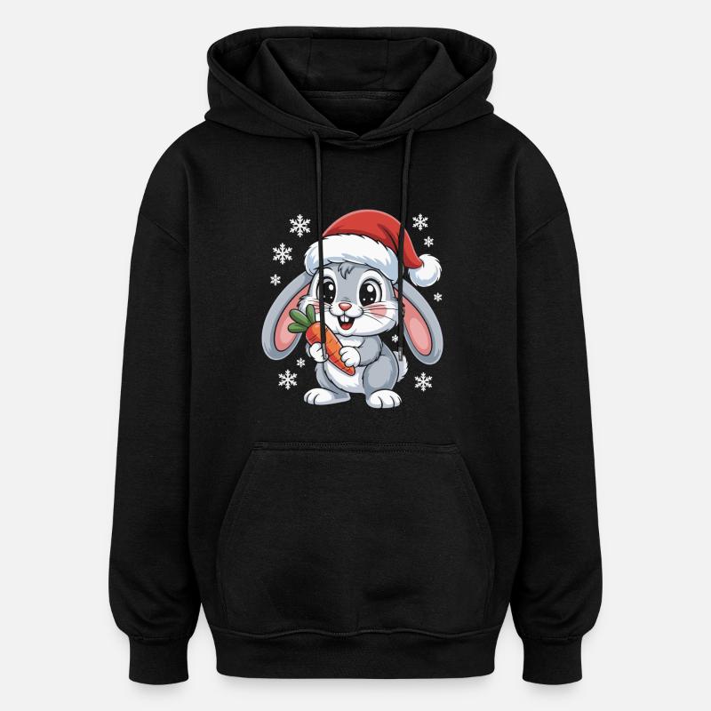 Lapin d’hiver avec carotte - Sweat à capuche oversize unisexe - noir