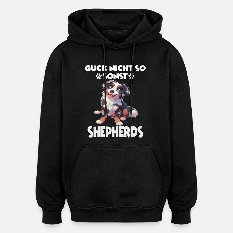 Australian Shepherd T Gassi Hundehalter Aussie - Oversized Unisex Hoodie - Schwarz