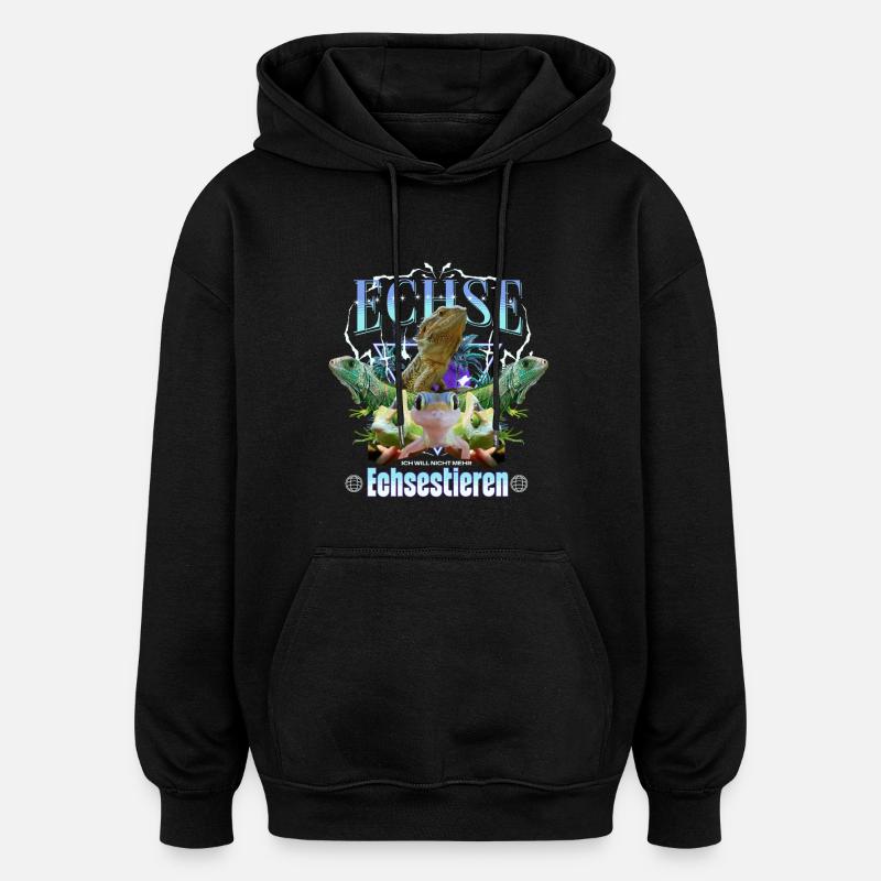 Lizard Y2K Bootleg - Oversized Unisex Hoodie - black