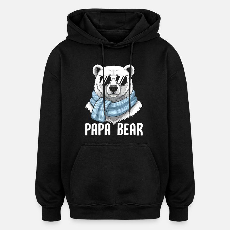 Papa Ours - Sweat à capuche oversize unisexe - noir