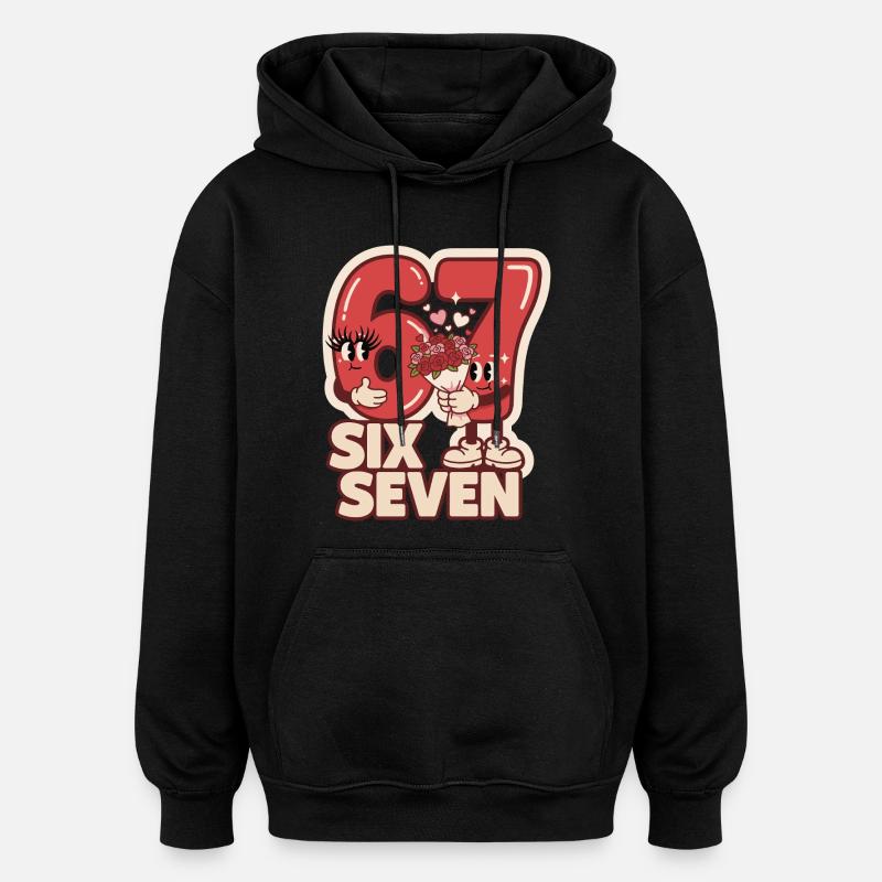 67 Six Seven-meme Alla hjärtans dag-rolig present - Oversized luvtröja unisex - svart