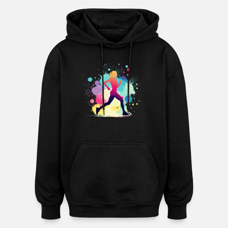 Coureur, course, marathon, jogging, jogging - Sweat à capuche oversize unisexe - noir