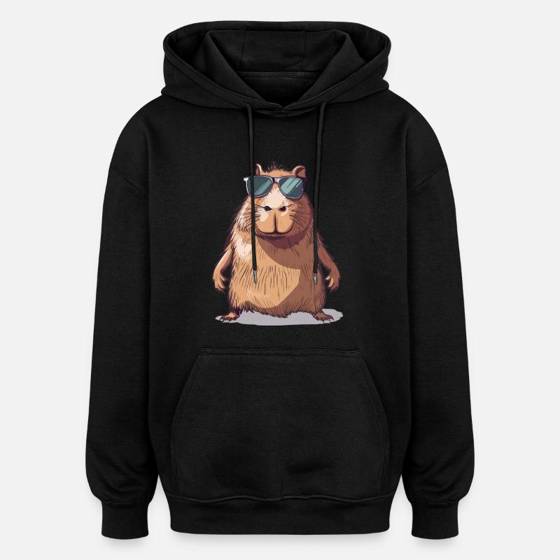 Lässiges Capybara mit Sonnenbrille Comic - Oversized Unisex Hoodie - Schwarz
