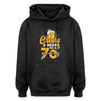 70 Jahre Cheers & Beers - Oversized Unisex Hoodie - Anthrazit - Vorne - Noah (186cm)