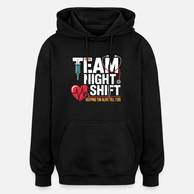 Équipe Équipe Night Night Shift Héros - Sweat à capuche oversize unisexe - noir