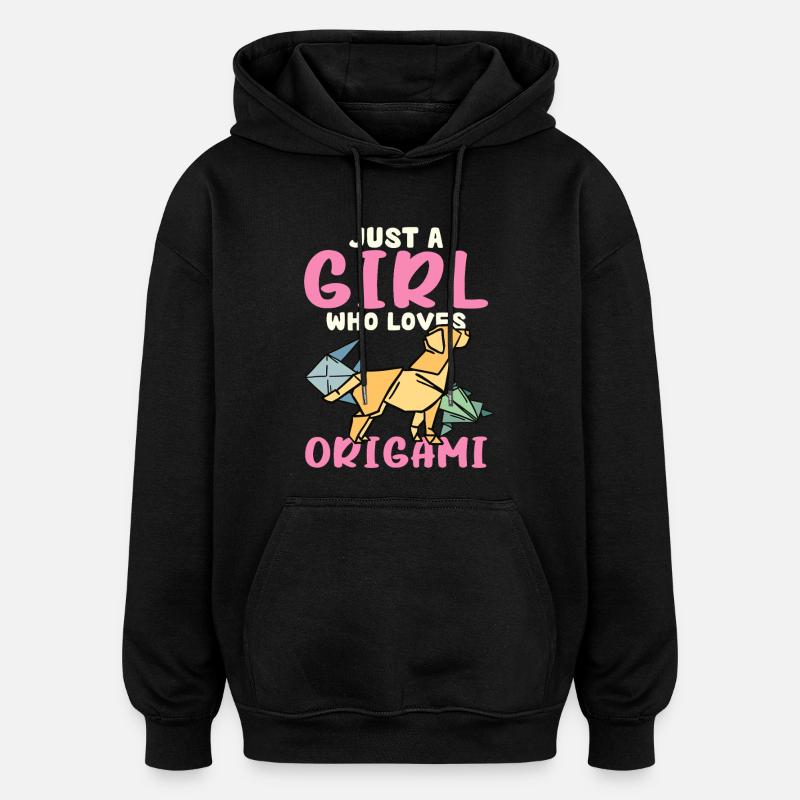 Nur ein Mädchen liebt Origami - Oversized Unisex Hoodie - Schwarz