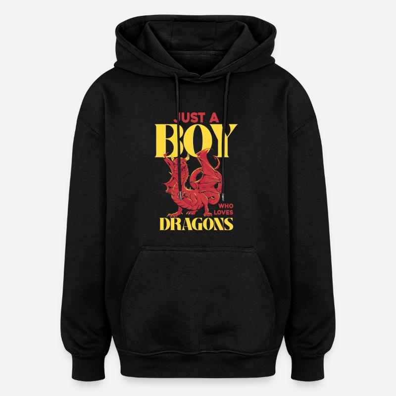 Nur ein Junge liebt Drachen - Oversized Unisex Hoodie - Schwarz