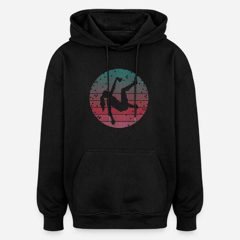 Escaladeuses rétro de bloc, femmes grimpantes - Sweat à capuche oversize unisexe - noir