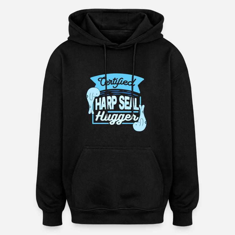 Sattelrobbe Robben Certified Harp Seal Hugger - Oversized Unisex Hoodie - Schwarz