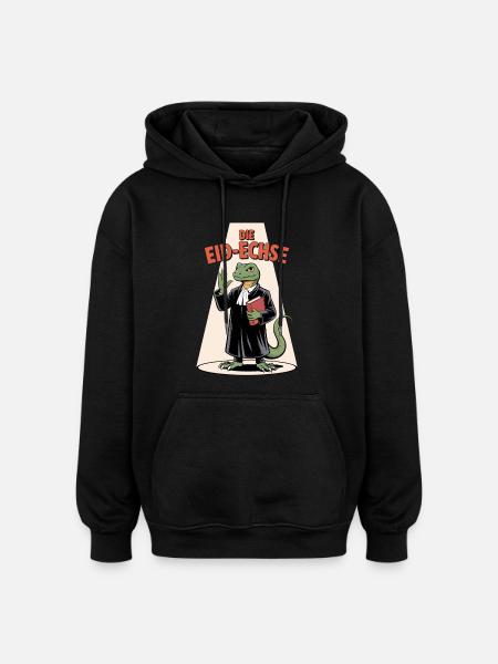 Die Eid-Echse im Richter-Look Cartoon - Oversized Unisex Hoodie - Schwarz