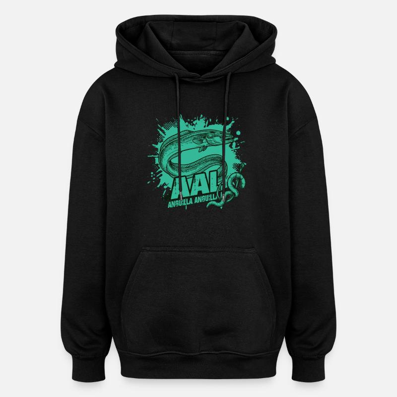 Anguille – La Chasseur de la Nuit - Sweat à capuche oversize unisexe - noir