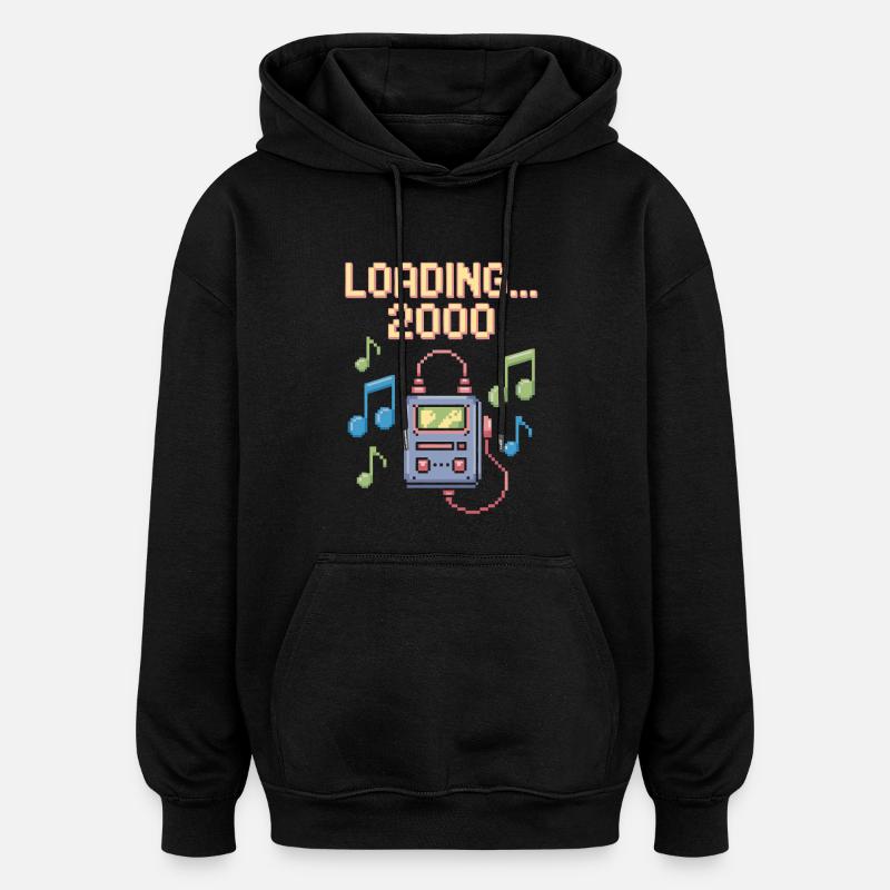 Retro Pixel Design – Loading 2000 - Oversized Unisex Hoodie - black