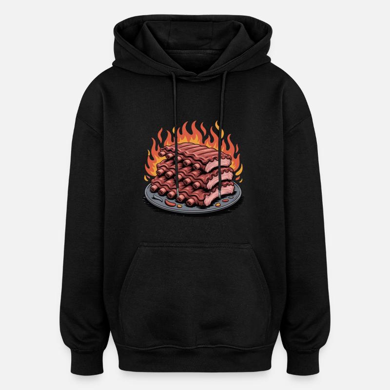 Plateau de côtes grillées au feu - Sweat à capuche oversize unisexe - noir