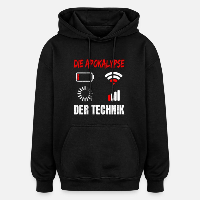 Coder THE APOCALYPSE OF TECHNOLOGY FUNNY - Oversized Unisex Hoodie - black