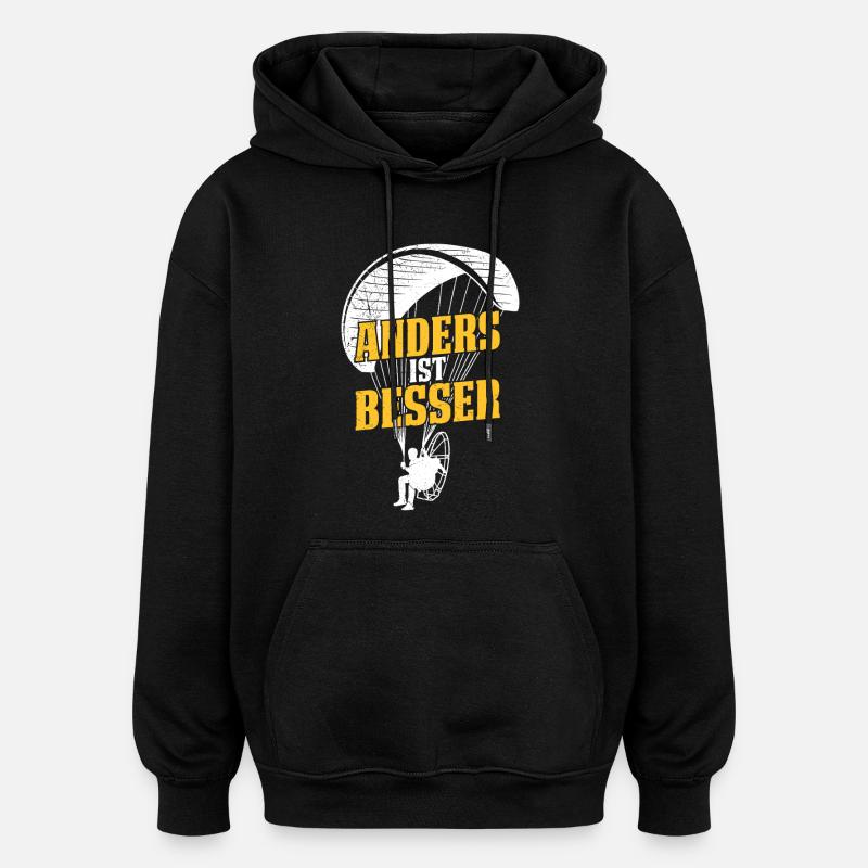 Paraglider DIFFERENT IS BETTER Fun - Oversized Unisex Hoodie - black