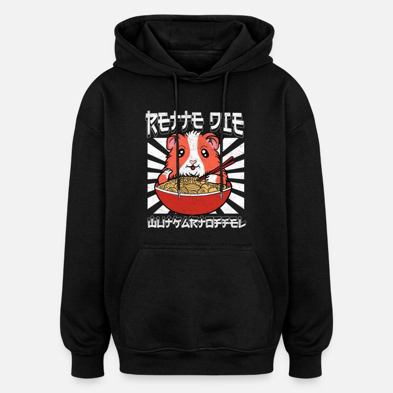 Délice de nouilles Ramen Hamster - Sweat à capuche oversize unisexe - noir