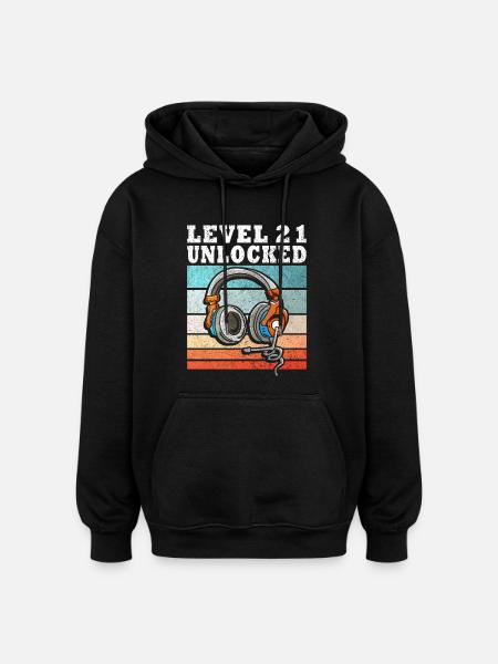 Level 21 Unlocked Kopfhörer - Oversized Unisex Hoodie - Schwarz