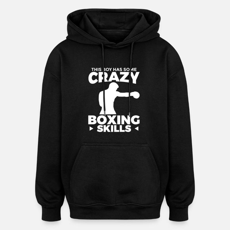 Garçon aux talents de boxe fous - Sweat à capuche oversize unisexe - noir