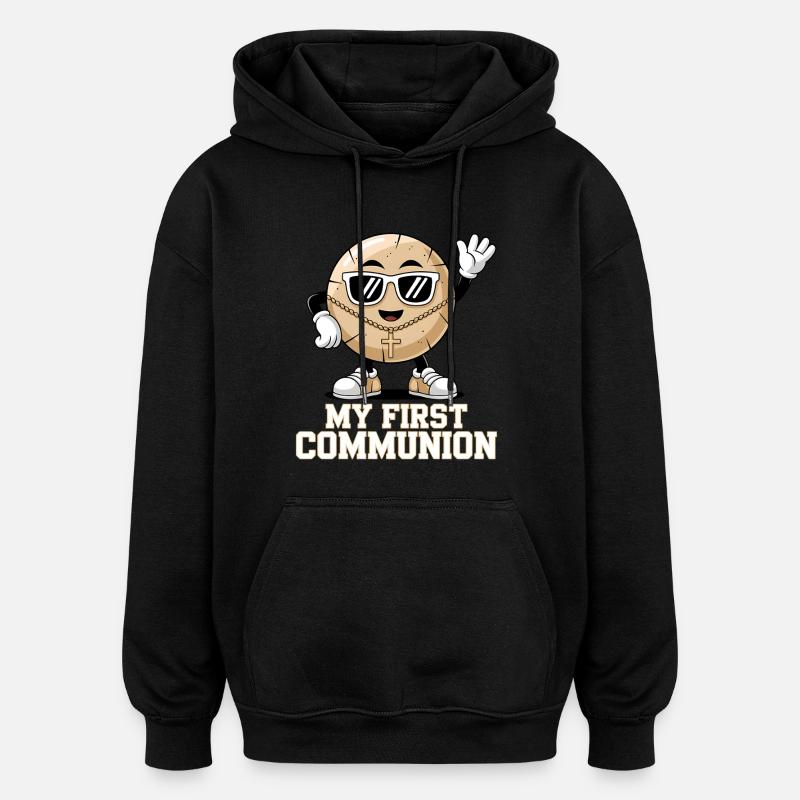 Biscuit de première communion avec style - Sweat à capuche oversize unisexe - noir