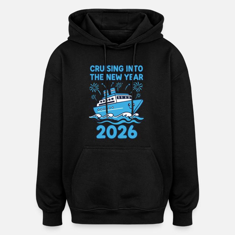 Célébration du Nouvel An 2026 - Sweat à capuche oversize unisexe - noir
