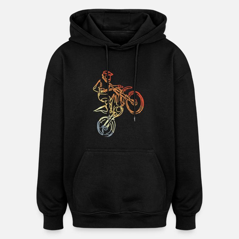 Dessin de pilotes de motocross - Sweat à capuche oversize unisexe - noir