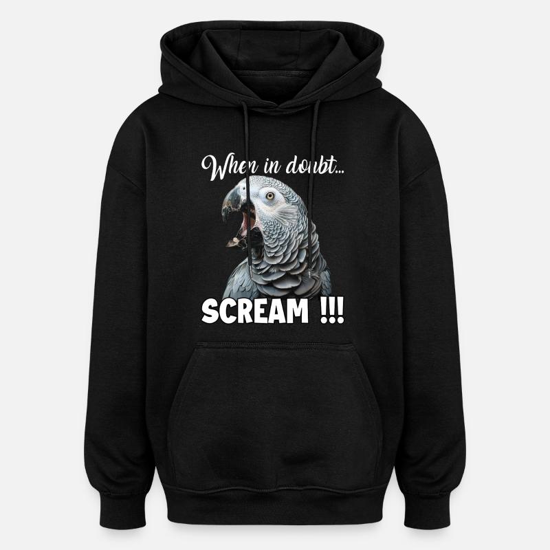Perroquet gris d’Afrique hurlant, perroquet drôle - Sweat à capuche oversize unisexe - noir