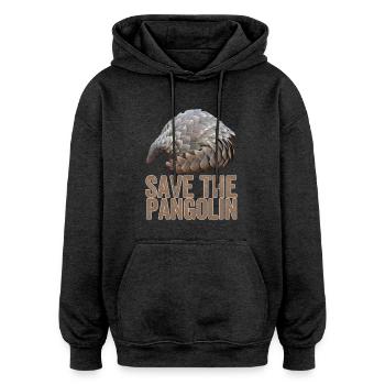 Save The Pangolin - Oversized Unisex Hoodie - charcoal grey - Front - Noah (186cm)