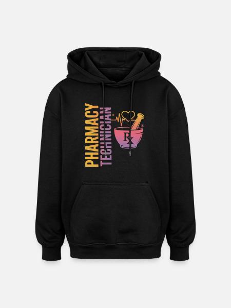 Pharmacy technician illustration - Oversized Unisex Hoodie - black
