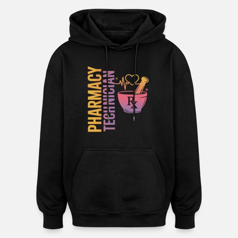 Illustration de technicien en pharmacie - Sweat à capuche oversize unisexe - noir