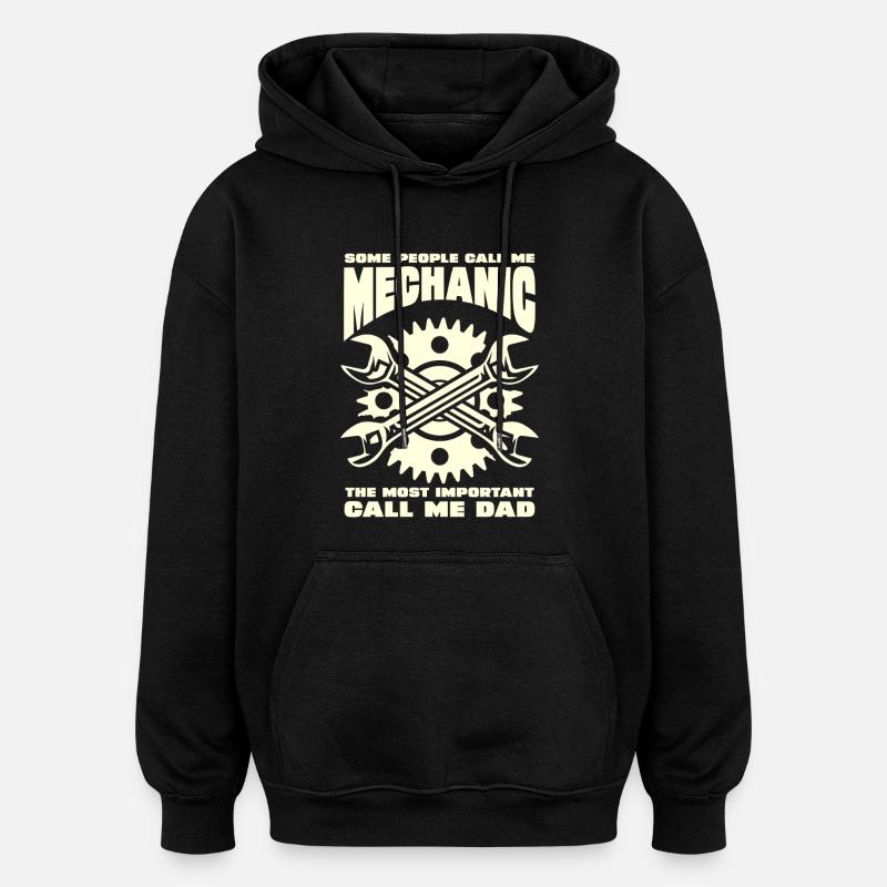 Un père mécanicien qui dit - Sweat à capuche oversize unisexe - noir