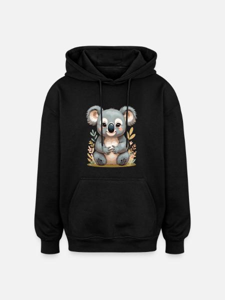 Kuschelkau Koala im Blättermeer - Oversized Unisex Hoodie - Schwarz