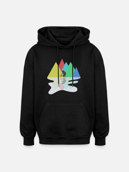Bear Riding A Bike - Oversized Unisex Hoodie - black