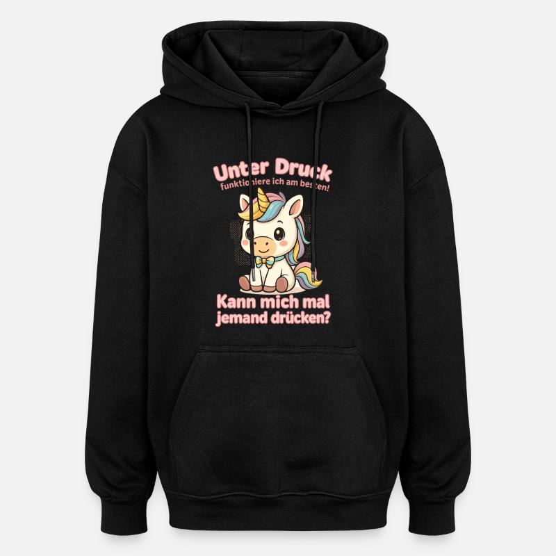 Licorne sous pression - Sweat à capuche oversize unisexe - noir