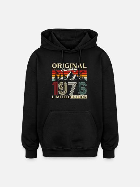 50th Birthday Original January 1976 - Oversized Unisex Hoodie - black