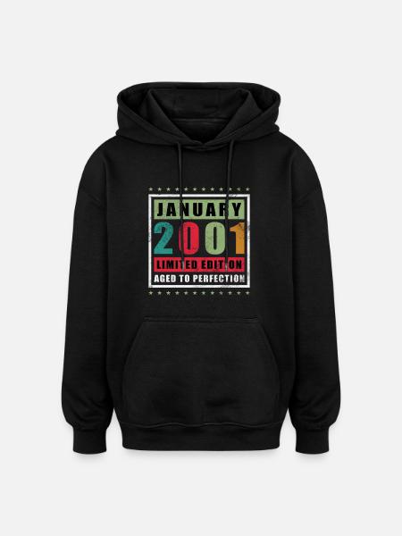 January 2001 Limited Edition Aged - Oversized Unisex Hoodie - black
