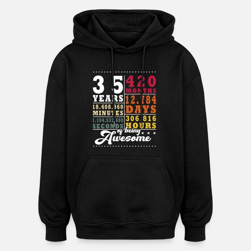 35 ans, trente-cinquième anniversaire - Sweat à capuche oversize unisexe - noir